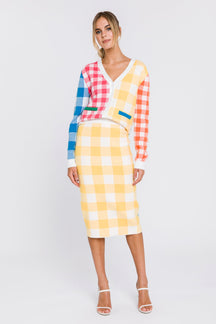 ENGLISH FACTORY - Multi Gingham Cardigan - SWEATERS & KNITS available at Objectrare