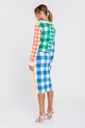 ENGLISH FACTORY - Multi Gingham Cardigan - SWEATERS & KNITS available at Objectrare