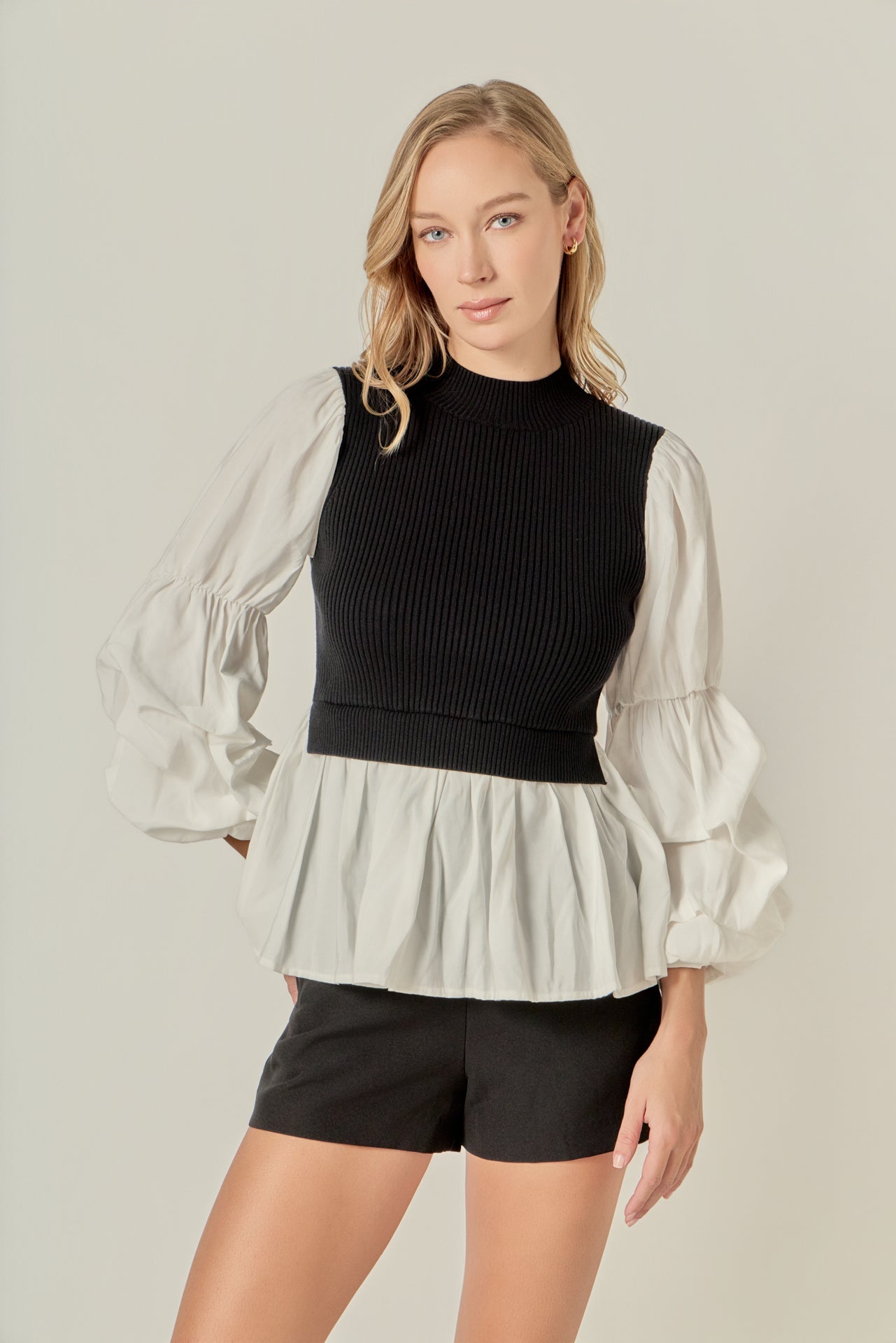 ENGLISH FACTORY - Mixed Media Top - SWEATERS & KNITS available at Objectrare