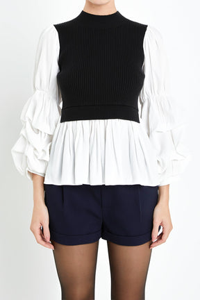 ENGLISH FACTORY - Mixed Media Top - SWEATERS & KNITS available at Objectrare