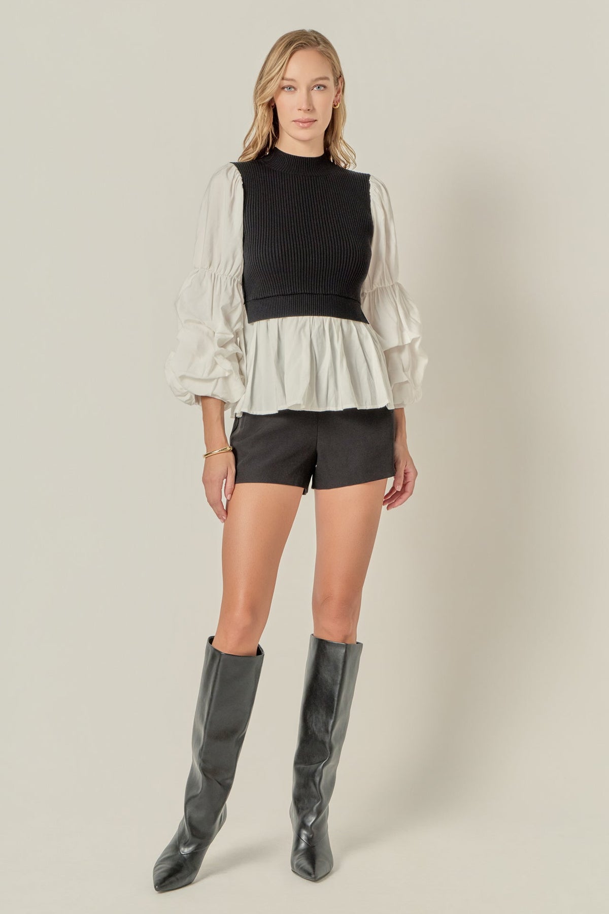 ENGLISH FACTORY - Mixed Media Top - SWEATERS & KNITS available at Objectrare