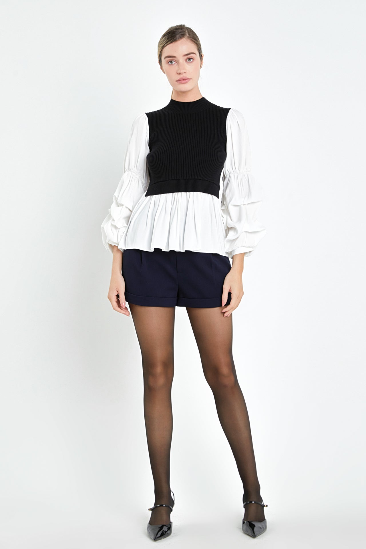 ENGLISH FACTORY - Mixed Media Pullover Top - SWEATERS & KNITS available at Objectrare