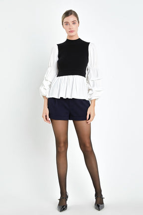ENGLISH FACTORY - Mixed Media Pullover Top - SWEATERS & KNITS available at Objectrare