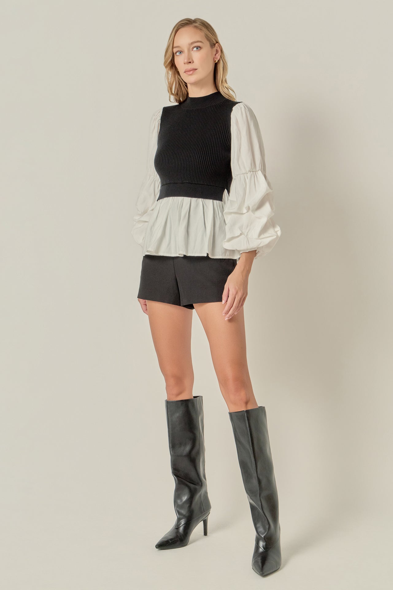 ENGLISH FACTORY - Mixed Media Top - SWEATERS & KNITS available at Objectrare