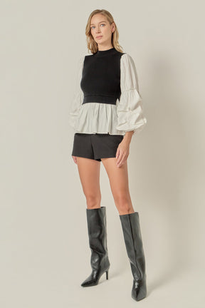 ENGLISH FACTORY - Mixed Media Top - SWEATERS & KNITS available at Objectrare