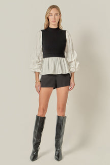 ENGLISH FACTORY - Mixed Media Top - SWEATERS & KNITS available at Objectrare