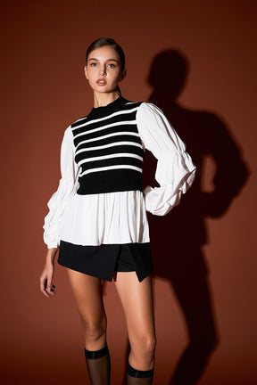 ENGLISH FACTORY - Mixed Media Top - SWEATERS & KNITS available at Objectrare