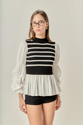 ENGLISH FACTORY - Mixed Media Top - SWEATERS & KNITS available at Objectrare