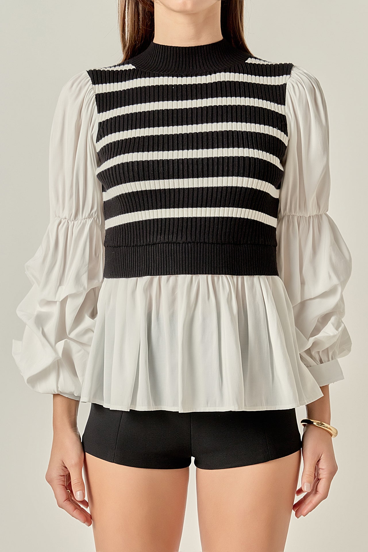 ENGLISH FACTORY - Mixed Media Top - SWEATERS & KNITS available at Objectrare
