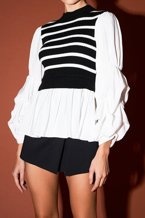 ENGLISH FACTORY - Mixed Media Top - SWEATERS & KNITS available at Objectrare