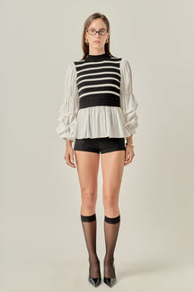 ENGLISH FACTORY - Mixed Media Top - SWEATERS & KNITS available at Objectrare