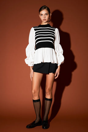 ENGLISH FACTORY - Mixed Media Top - SWEATERS & KNITS available at Objectrare