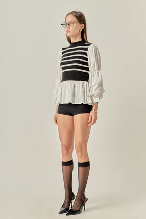 ENGLISH FACTORY - Mixed Media Top - SWEATERS & KNITS available at Objectrare