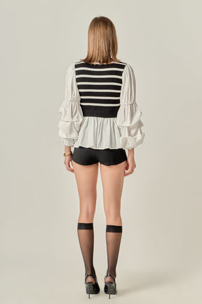 ENGLISH FACTORY - Mixed Media Top - SWEATERS & KNITS available at Objectrare