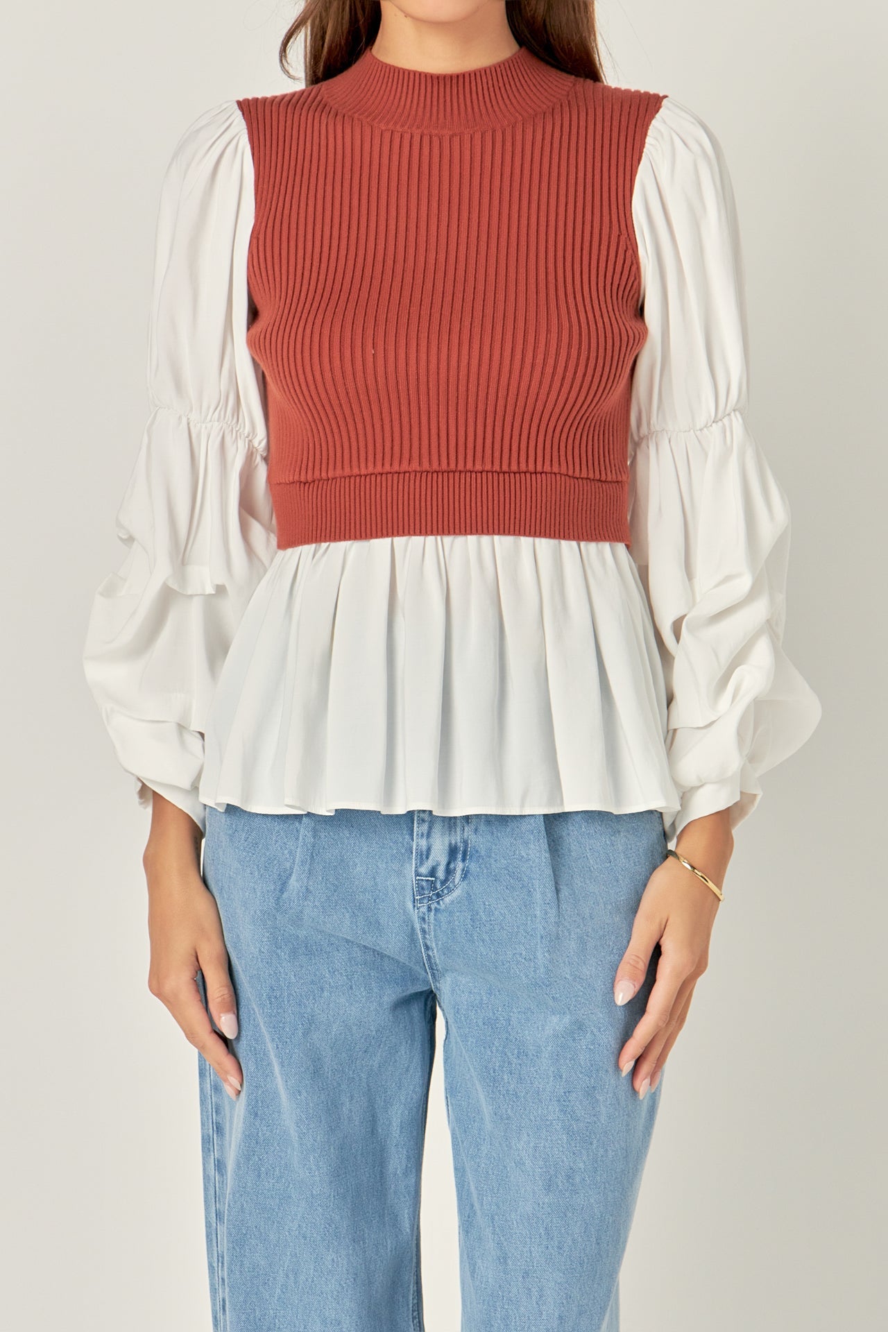 Mixed Media Pullover Top