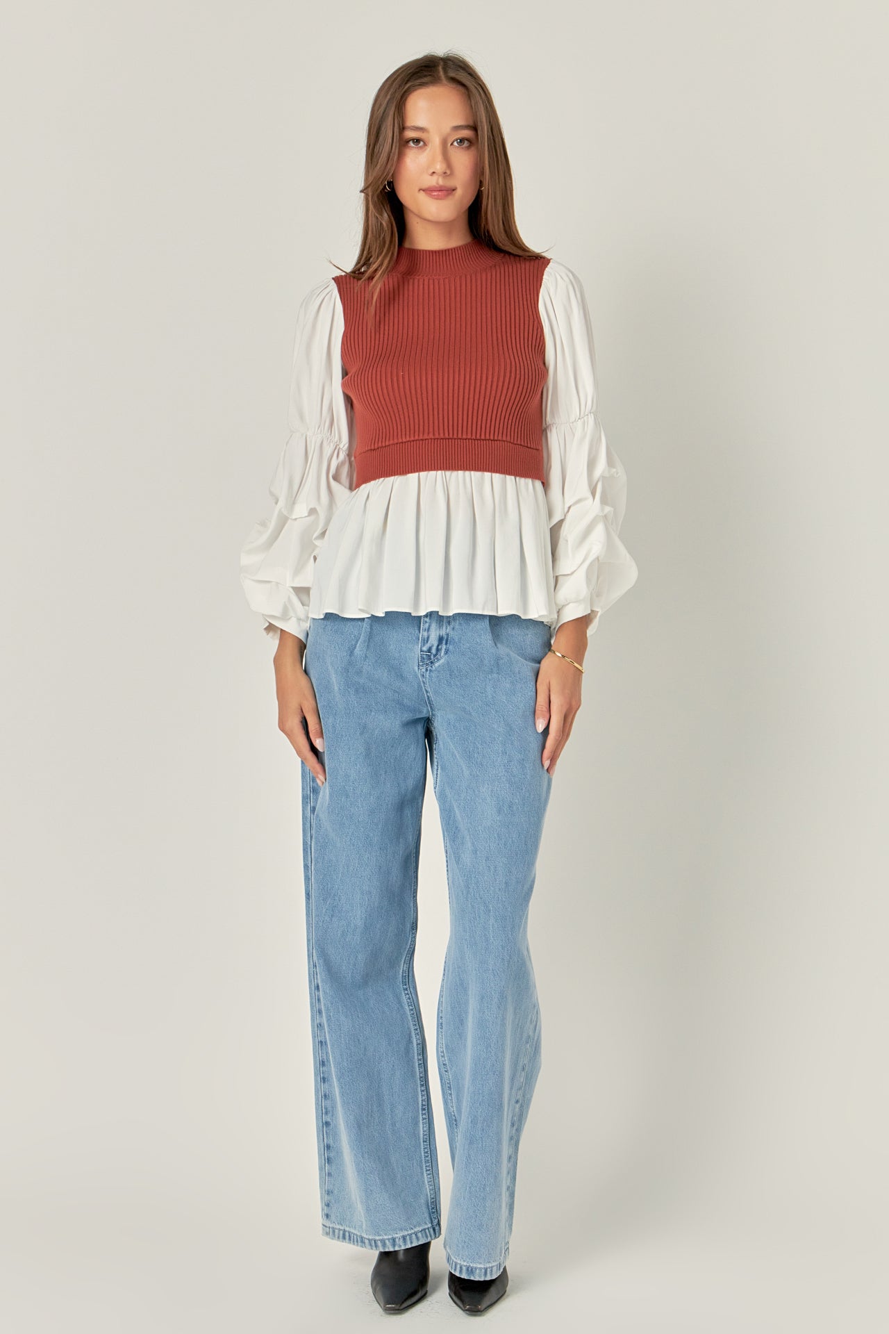 ENGLISH FACTORY - Mixed Media Pullover Top - SWEATERS & KNITS available at Objectrare