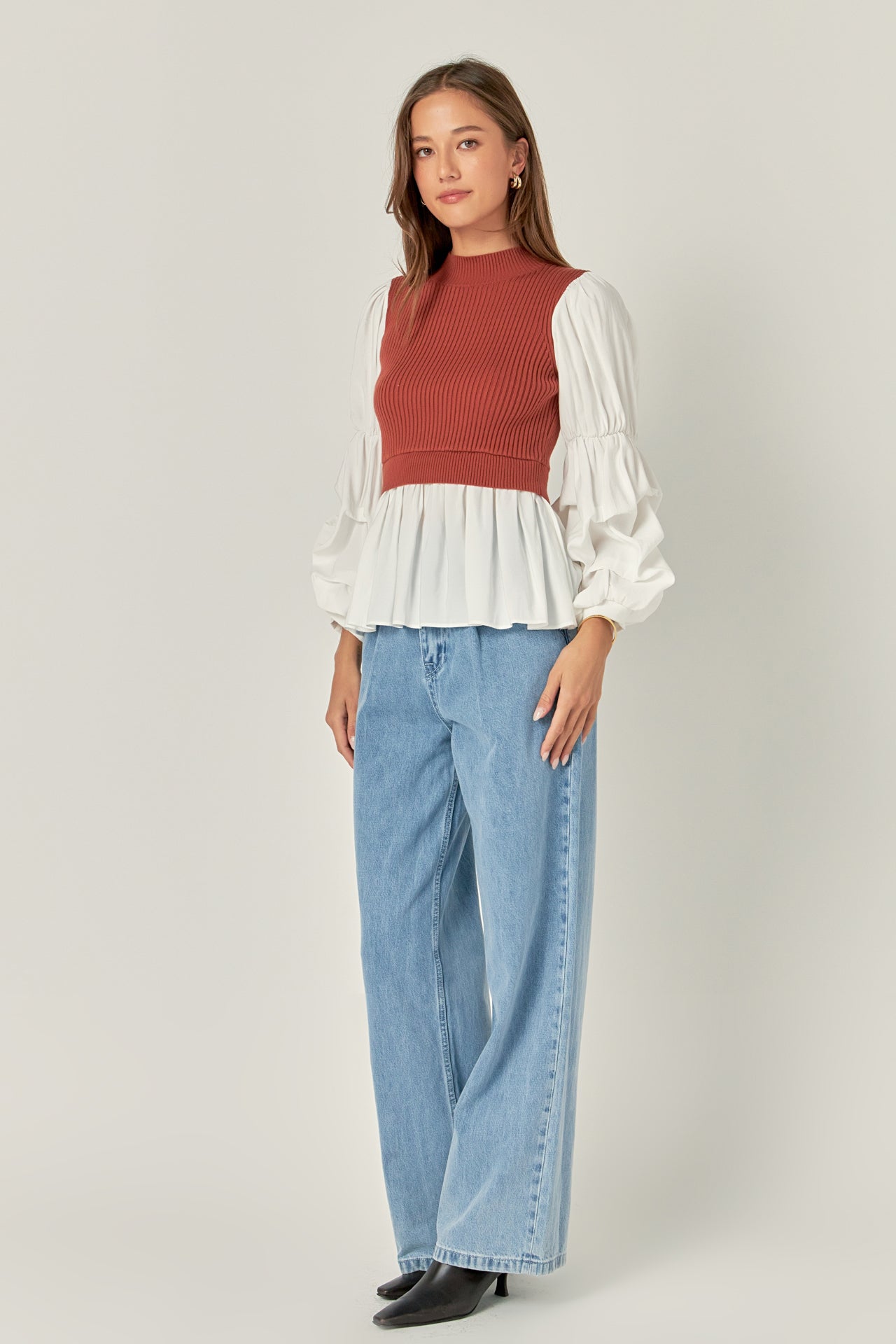 Mixed Media Pullover Top
