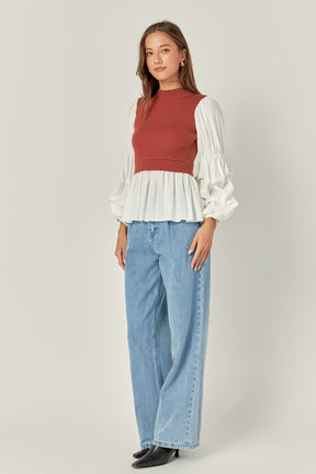 Mixed Media Pullover Top