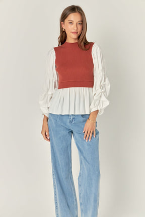 ENGLISH FACTORY - Mixed Media Pullover Top - SWEATERS & KNITS available at Objectrare