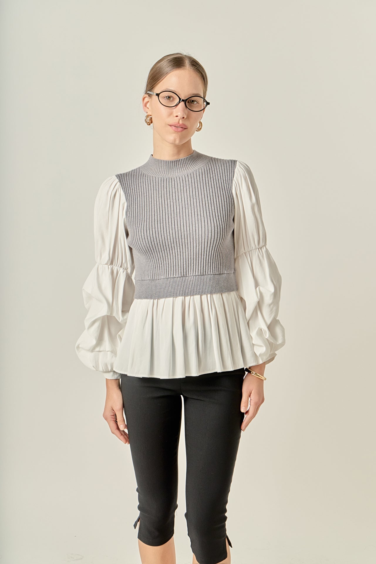 ENGLISH FACTORY - Mixed Media Top - SWEATERS & KNITS available at Objectrare