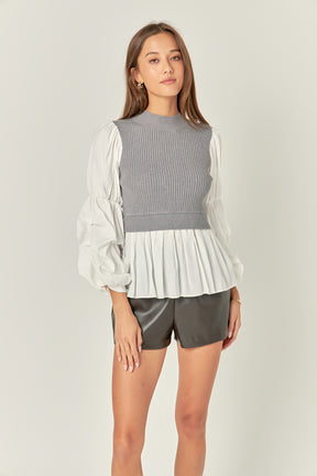 ENGLISH FACTORY - Mixed Media Top - SWEATERS & KNITS available at Objectrare