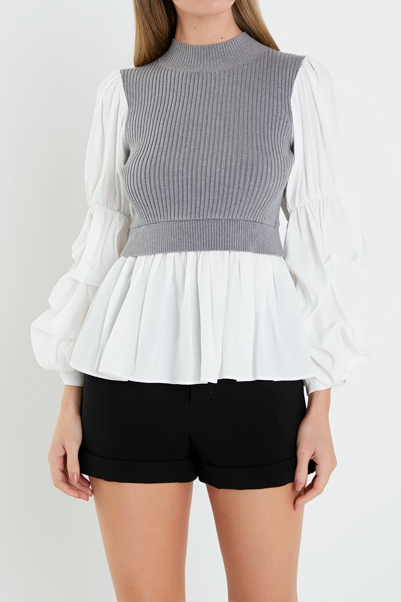 ENGLISH FACTORY - Mixed Media Top - SWEATERS & KNITS available at Objectrare