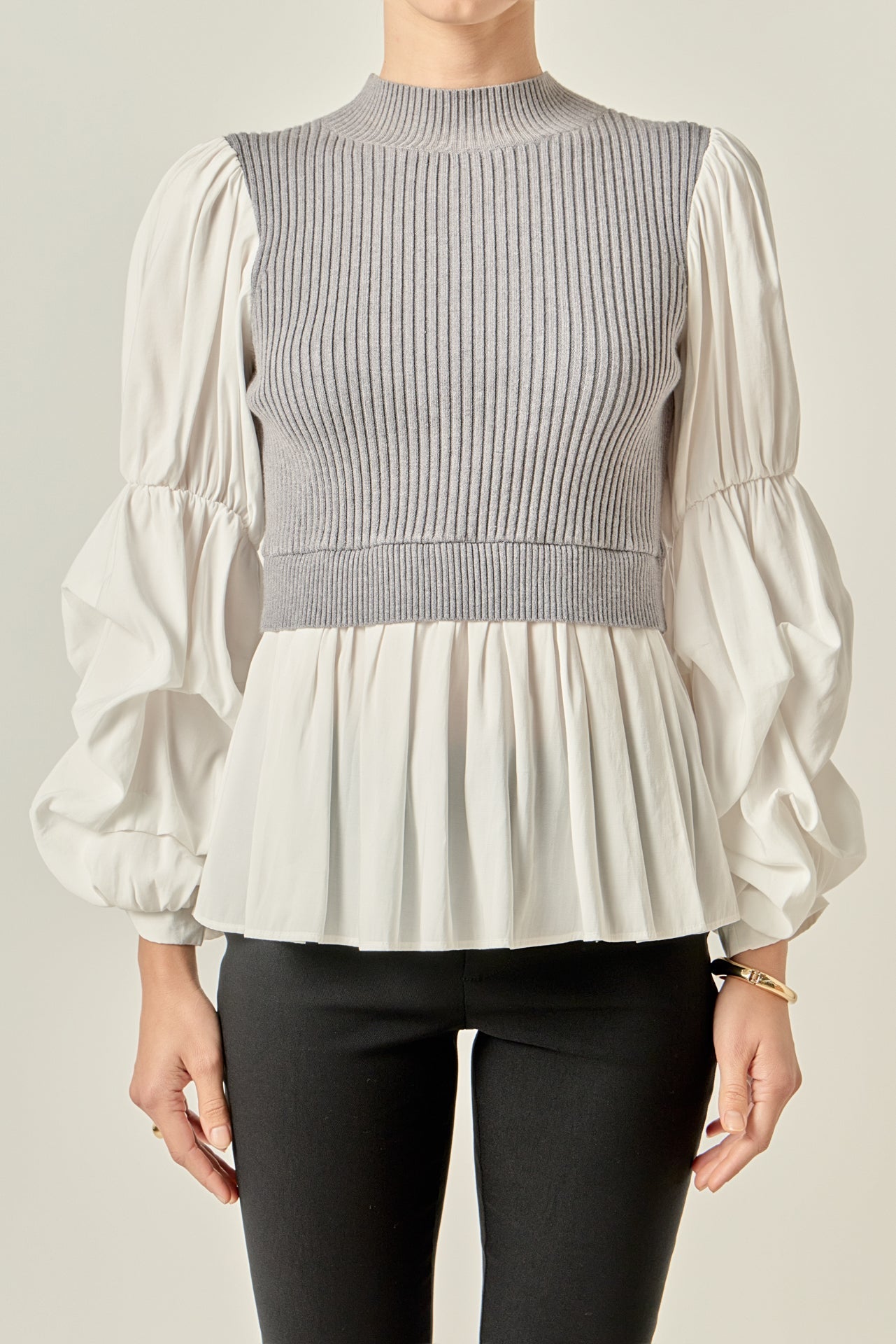 ENGLISH FACTORY - Mixed Media Top - SWEATERS & KNITS available at Objectrare
