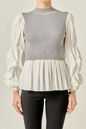 ENGLISH FACTORY - Mixed Media Top - SWEATERS & KNITS available at Objectrare