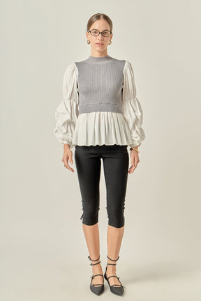ENGLISH FACTORY - Mixed Media Top - SWEATERS & KNITS available at Objectrare