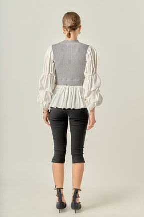 ENGLISH FACTORY - Mixed Media Top - SWEATERS & KNITS available at Objectrare