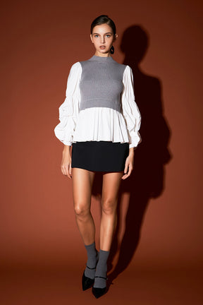 ENGLISH FACTORY - English Factory - Mixed Media Top - SWEATERS & KNITS available at Objectrare