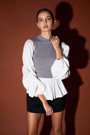 ENGLISH FACTORY - Mixed Media Pullover Top - SWEATERS & KNITS available at Objectrare