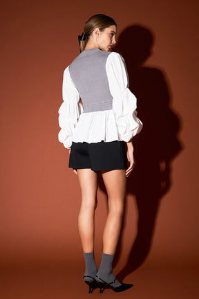 ENGLISH FACTORY - Mixed Media Pullover Top - SWEATERS & KNITS available at Objectrare