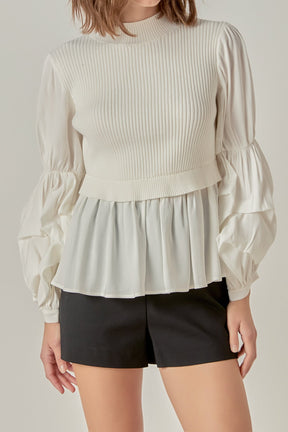 ENGLISH FACTORY - Mixed Media Top - SWEATERS & KNITS available at Objectrare
