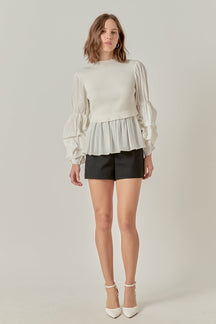 ENGLISH FACTORY - Mixed Media Top - SWEATERS & KNITS available at Objectrare