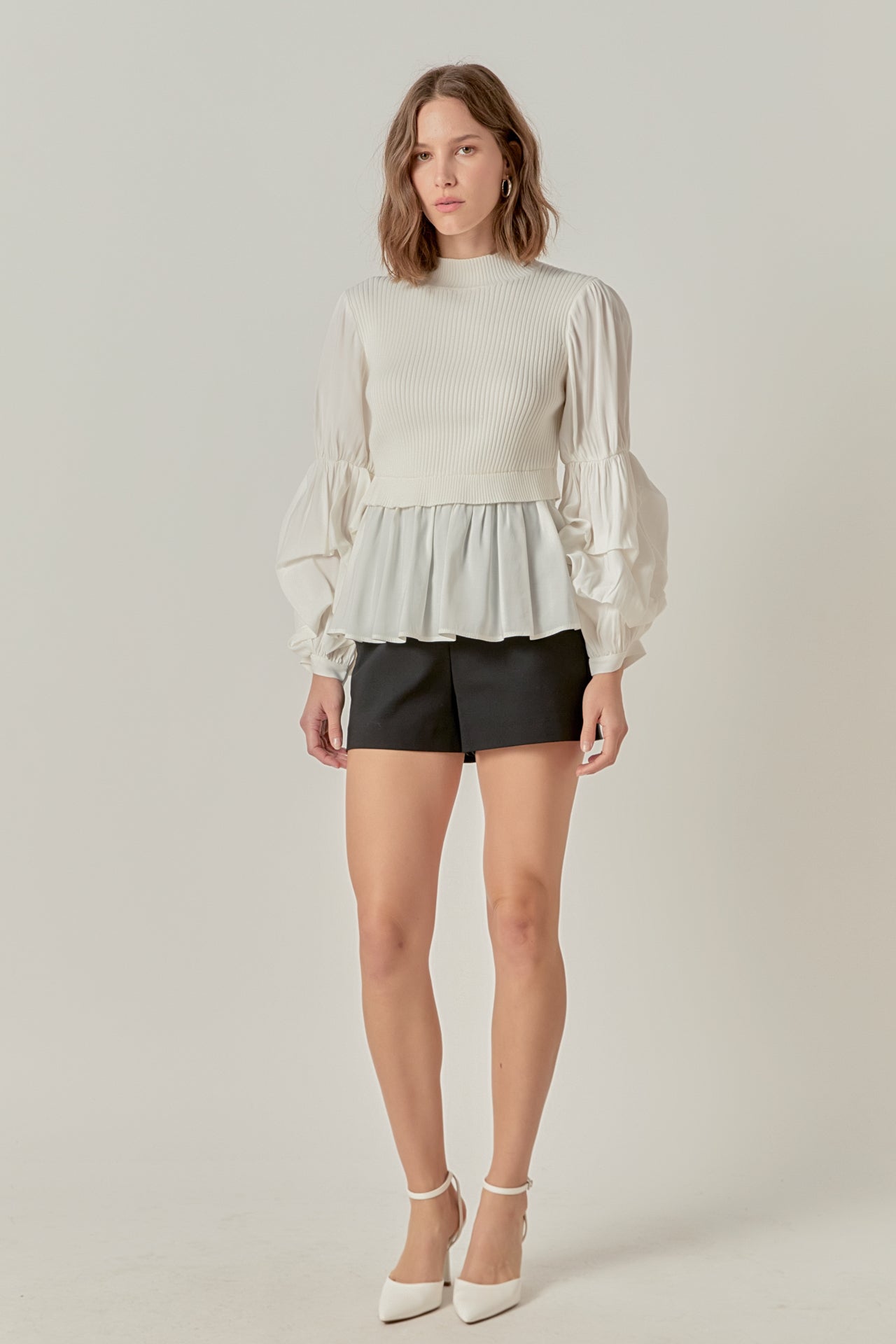 ENGLISH FACTORY - Mixed Media Top - SWEATERS & KNITS available at Objectrare