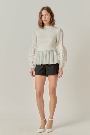 ENGLISH FACTORY - Mixed Media Top - SWEATERS & KNITS available at Objectrare