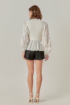 ENGLISH FACTORY - Mixed Media Top - SWEATERS & KNITS available at Objectrare