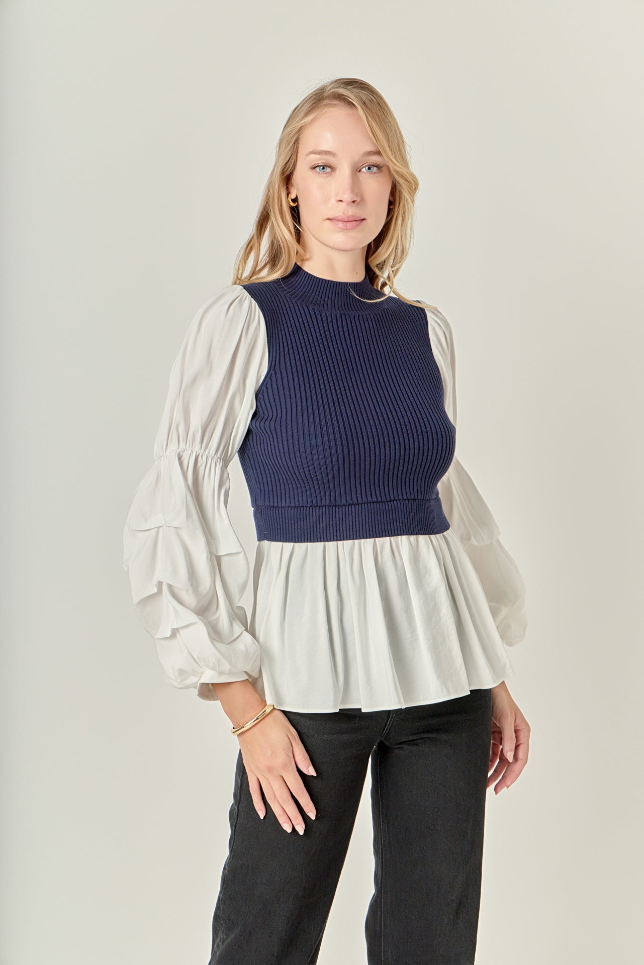ENGLISH FACTORY - Mixed Media Top - SWEATERS & KNITS available at Objectrare