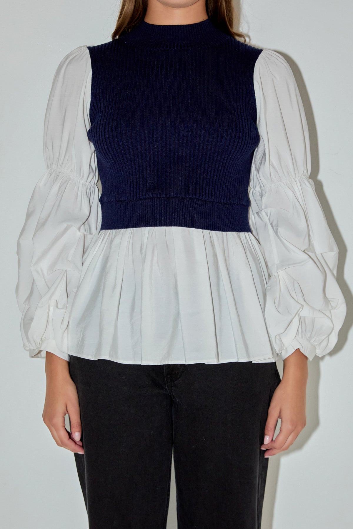 ENGLISH FACTORY - Mixed Media Top - SWEATERS & KNITS available at Objectrare