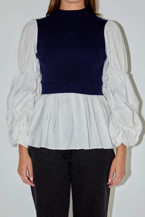 ENGLISH FACTORY - Mixed Media Top - SWEATERS & KNITS available at Objectrare
