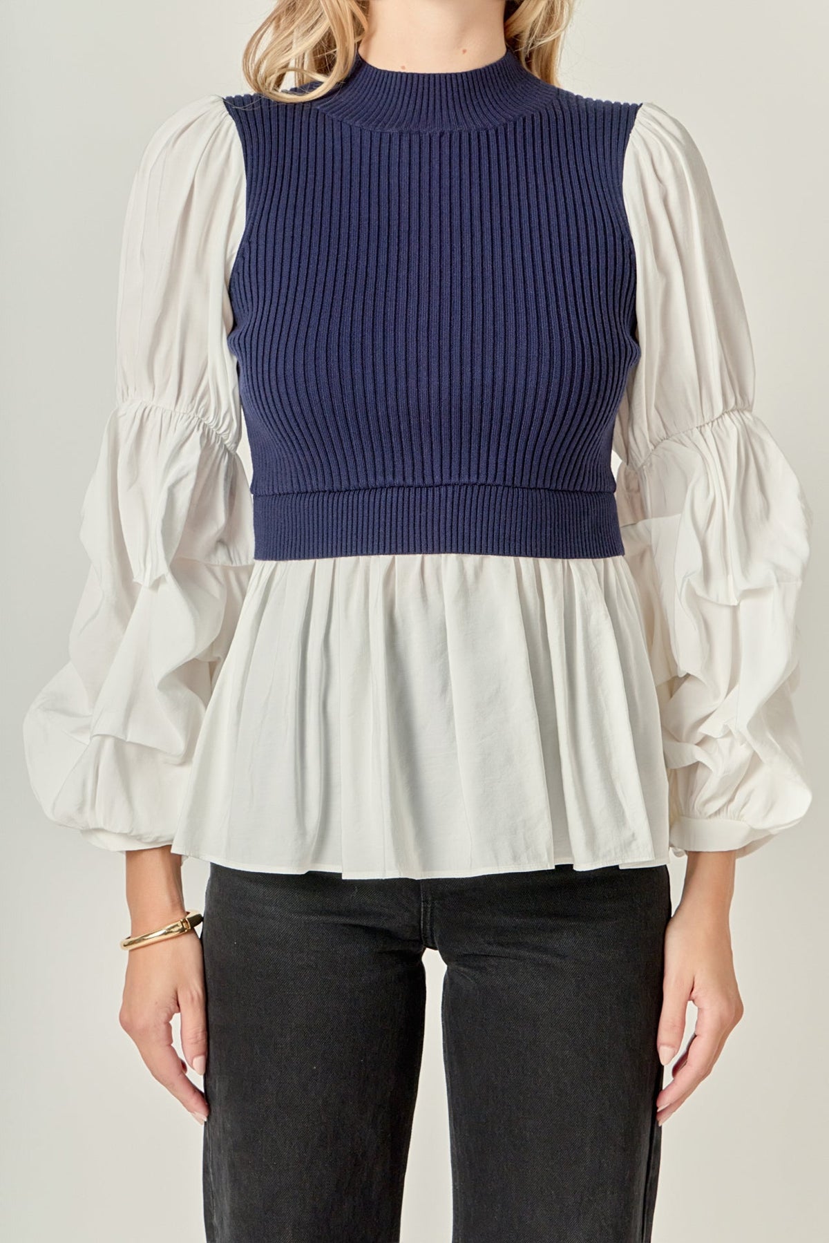 ENGLISH FACTORY - Mixed Media Top - SWEATERS & KNITS available at Objectrare