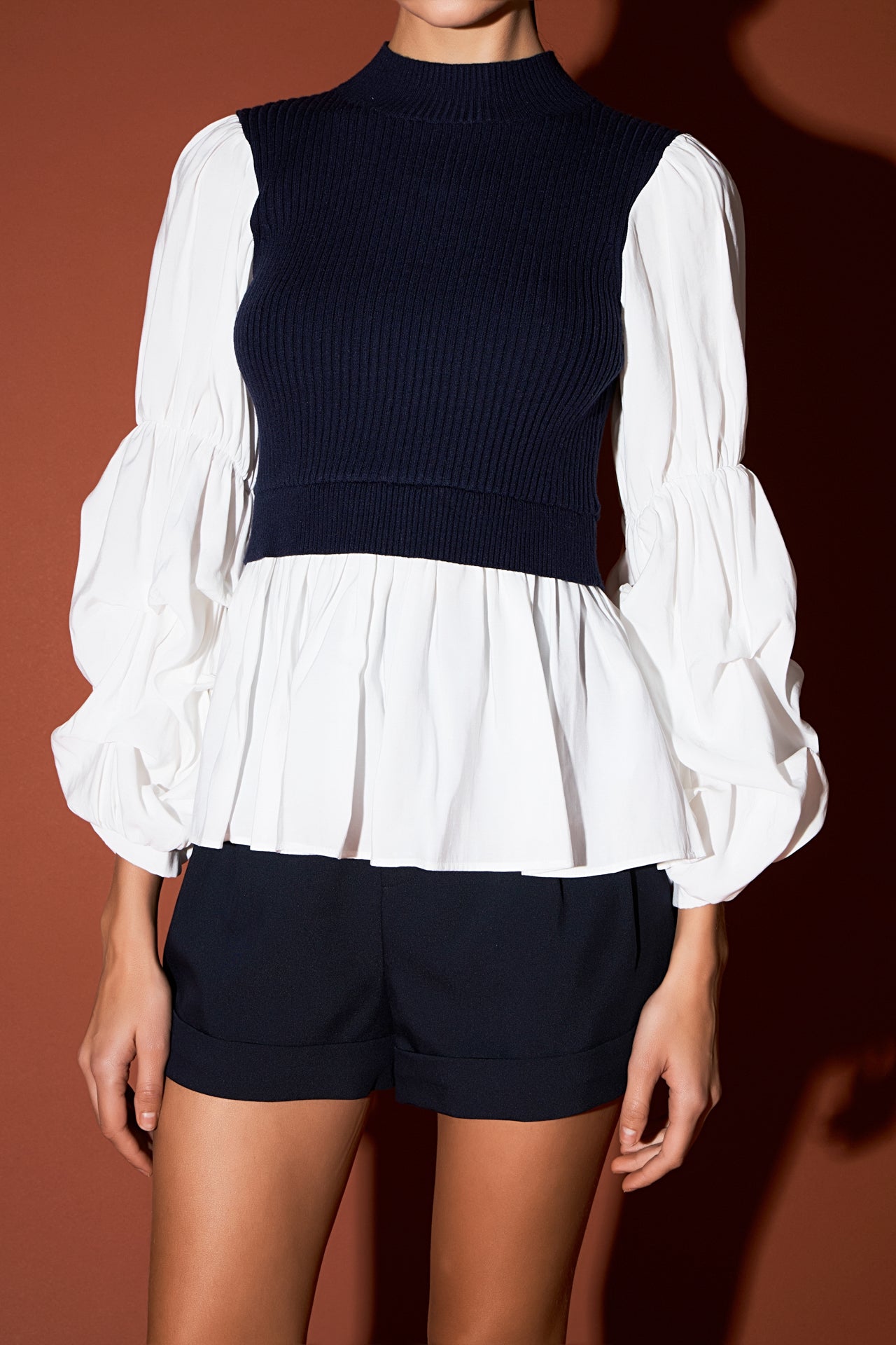 ENGLISH FACTORY - Mixed Media Pullover Top - SWEATERS & KNITS available at Objectrare