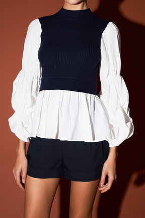 ENGLISH FACTORY - Mixed Media Pullover Top - SWEATERS & KNITS available at Objectrare