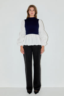 ENGLISH FACTORY - Mixed Media Top - SWEATERS & KNITS available at Objectrare