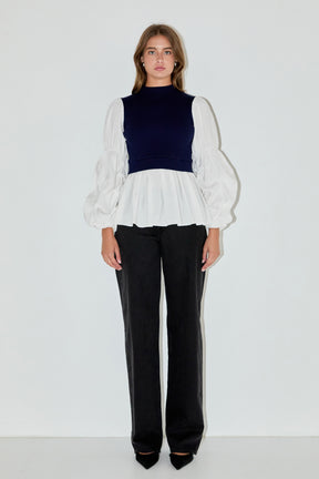 ENGLISH FACTORY - Mixed Media Top - SWEATERS & KNITS available at Objectrare