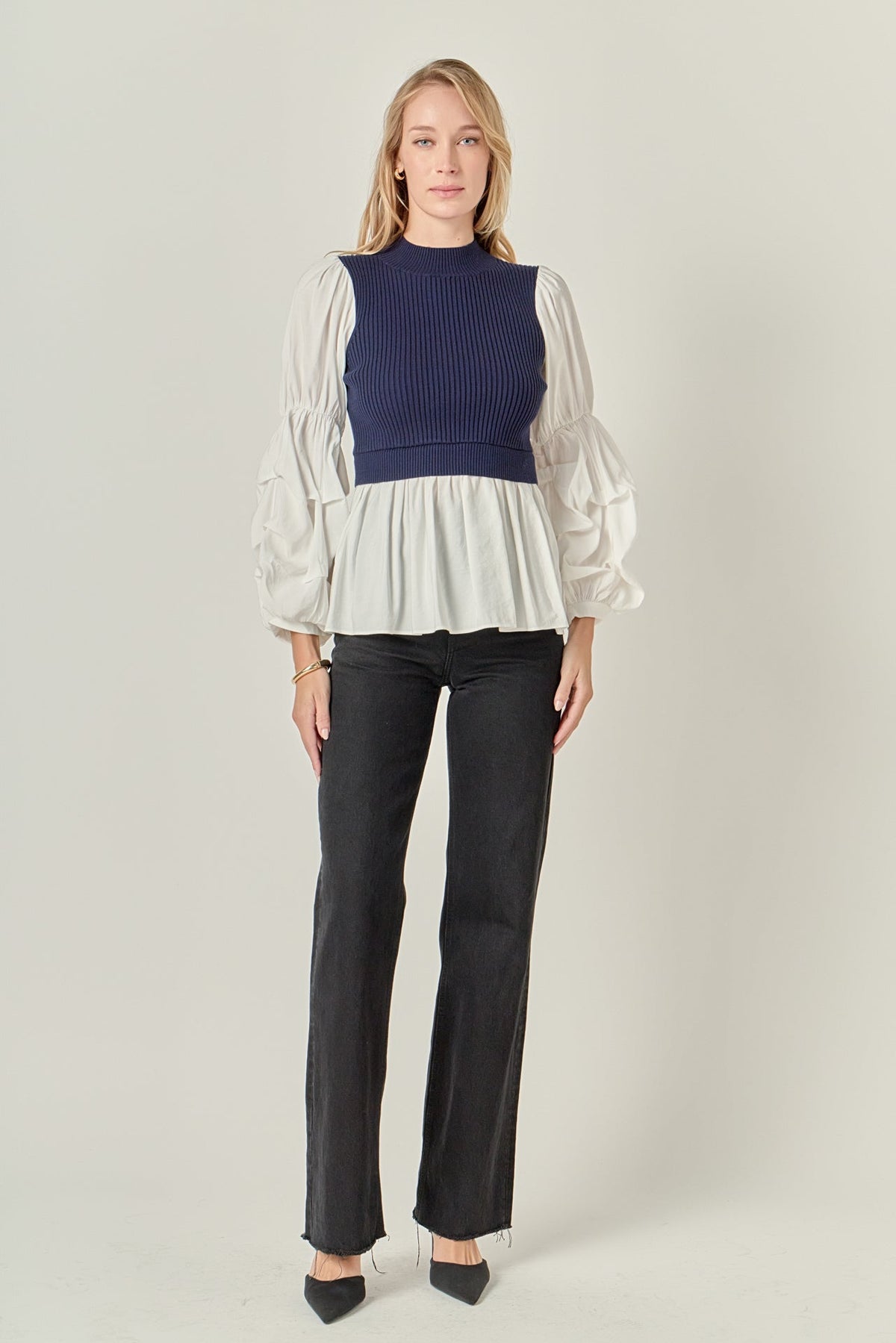 ENGLISH FACTORY - Mixed Media Top - SWEATERS & KNITS available at Objectrare