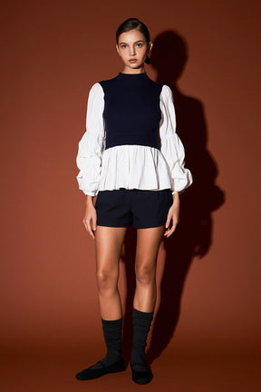 ENGLISH FACTORY - Mixed Media Pullover Top - SWEATERS & KNITS available at Objectrare