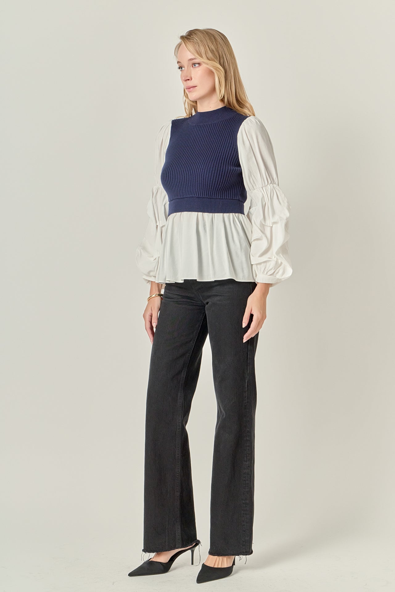 ENGLISH FACTORY - Mixed Media Top - SWEATERS & KNITS available at Objectrare
