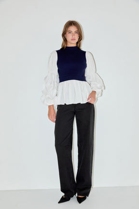 ENGLISH FACTORY - Mixed Media Top - SWEATERS & KNITS available at Objectrare